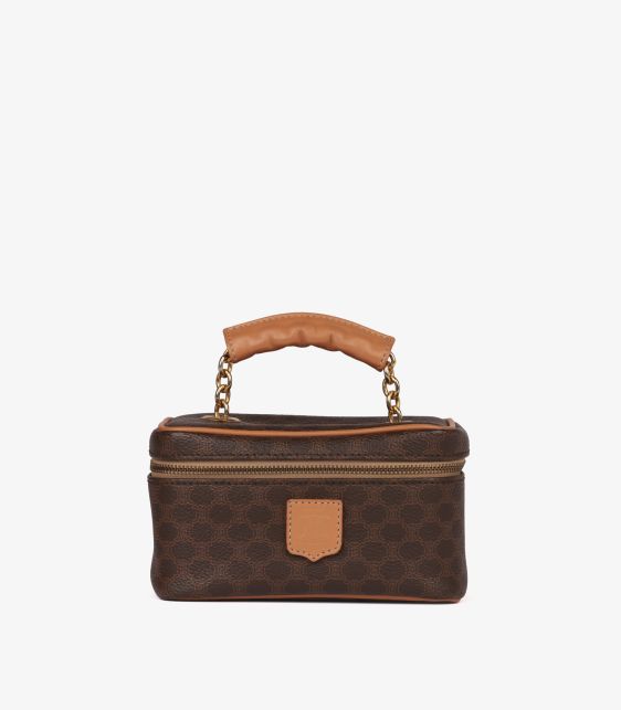 Brown Macadam Monogram Coated Canvas & Calfskin Leather Vintage Top Handle Vanity Case