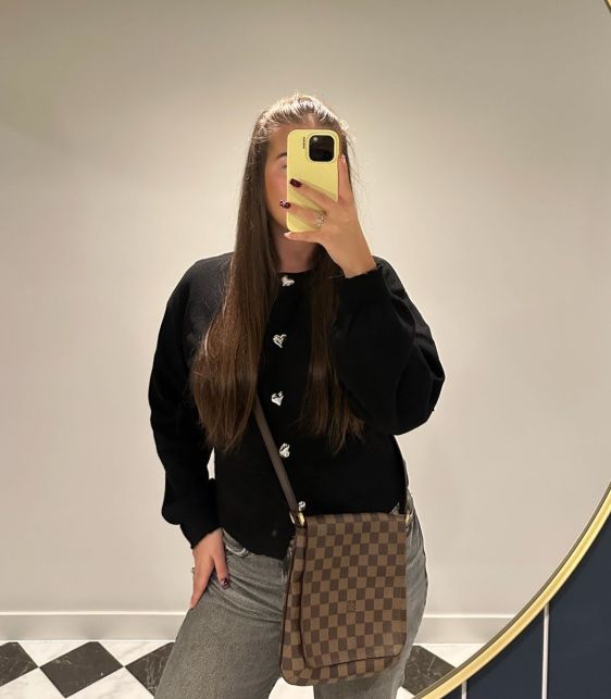 Damier Ebene Coated Canvas & Brown Calfskin Leather Vintage Musette Salsa Crossbody