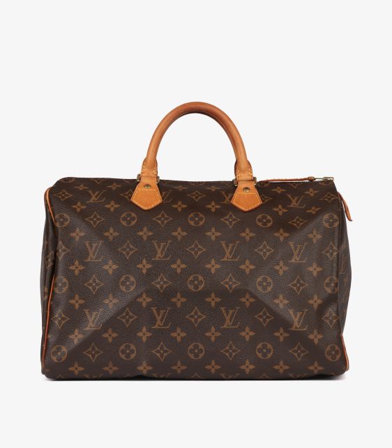 Brown Monogram Coated Canvas & Vachetta Leather Vintage Speedy 35