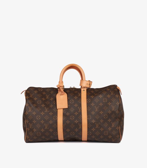 Brown Monogram Coated Canvas & Vachetta Leather Vintage Keepall 45