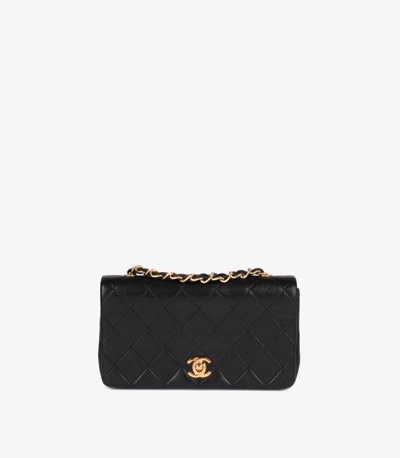 Black Quilted Lambskin Vintage Rectangular Mini Full Flap Bag