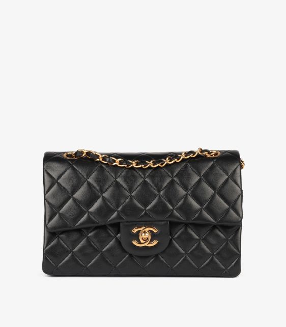 Black Quilted Lambskin Vintage Small Classic Double Flap Bag