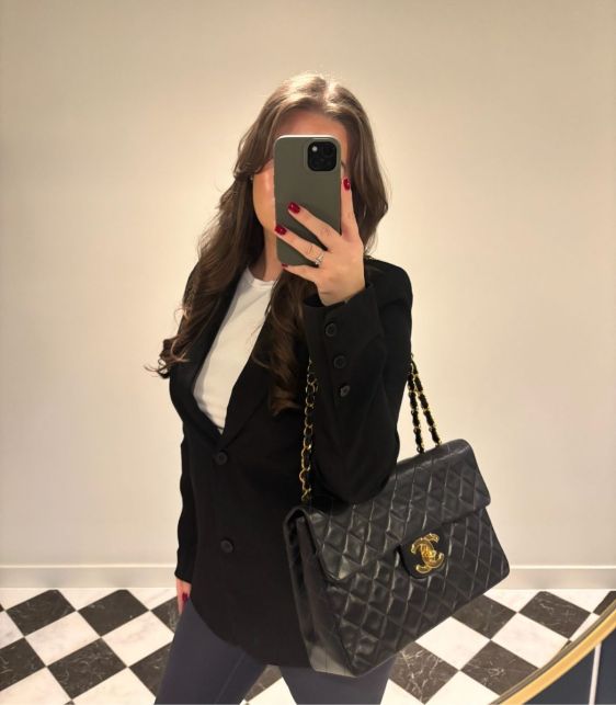 Black Quilted Lambskin Leather Vintage Maxi Jumbo XL Classic Single Flap Bag
