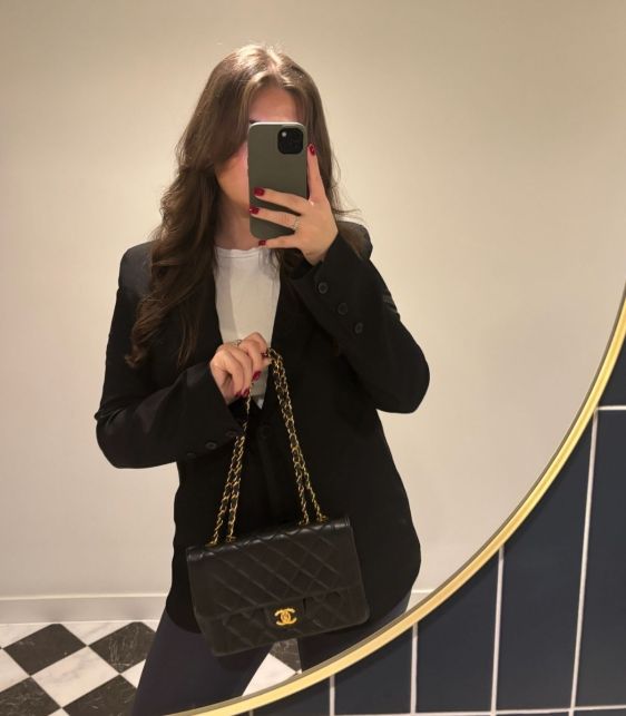 Black Quilted Lambskin Leather Vintage Small Classic Single Flap Bag