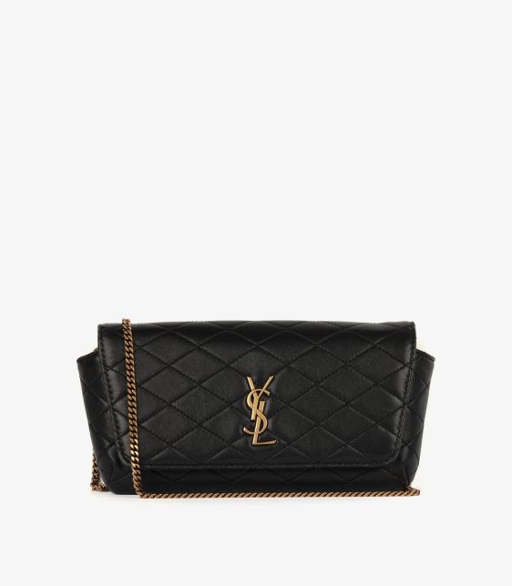 Black Quilted Lambskin Leather Gaby Phone Holder