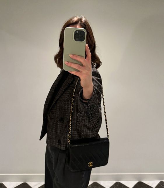 Black Quilted Lambskin Vintage Small Classic Single Full Flap Bag