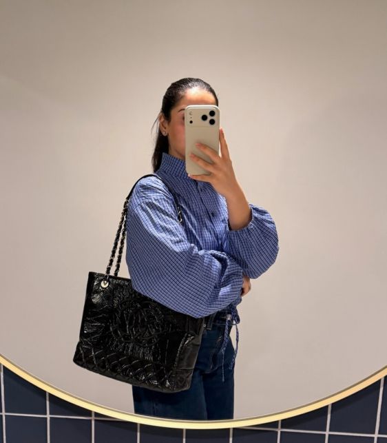 Black Quilted Shiny Aged Calfskin Leather Paris-31 Rue Cambon Timeless Shopping Tote