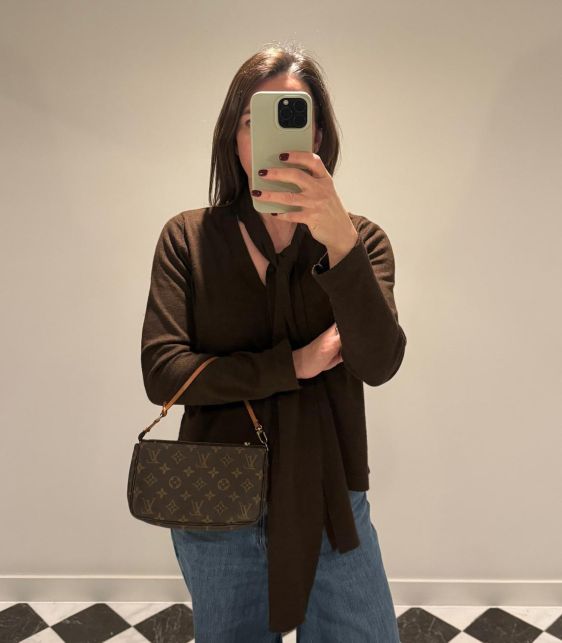 Brown Monogram Coated Canvas & Calfskin Leather Vintage Pochette Accessoires