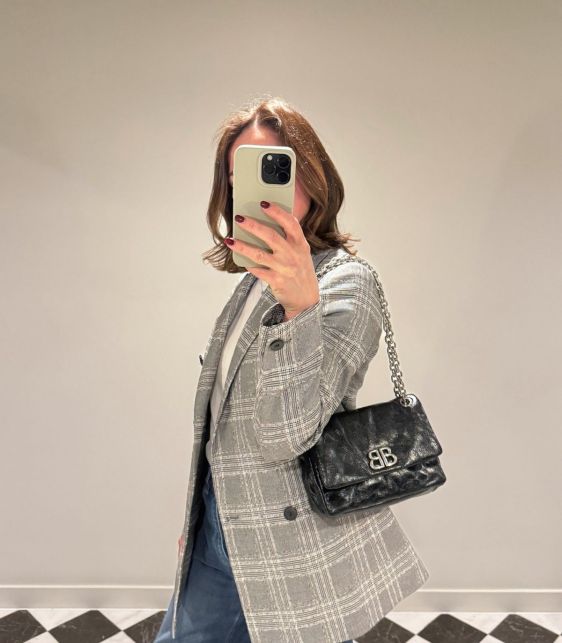 Black Shiny Aged Calfskin Leather Mini Monaco