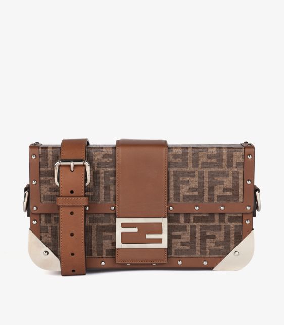 Brown Zucca Monogram Coated Canvas & Calfskin Leather Hard Trunk Baguette