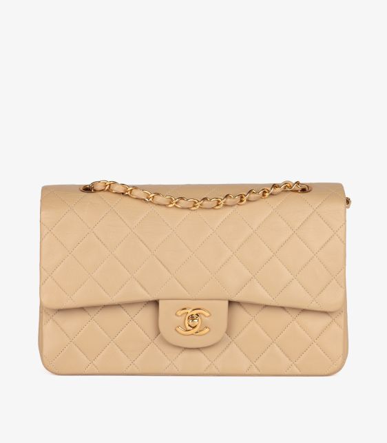 Chanel Pre-Owned Beige Medium Classic Double Flap Bag HB6084 at Xupes