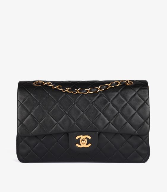 Black Quilted Lambskin Vintage Medium Classic Double Flap Bag