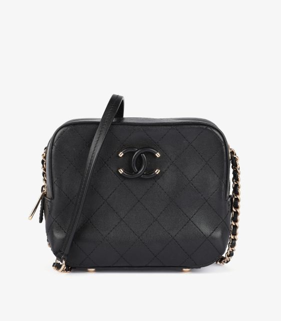 CHANEL ショルダーバッグ Chanel Pre-Owned Black Medium Leather Logo Flap Bag HB4616 | Xupes