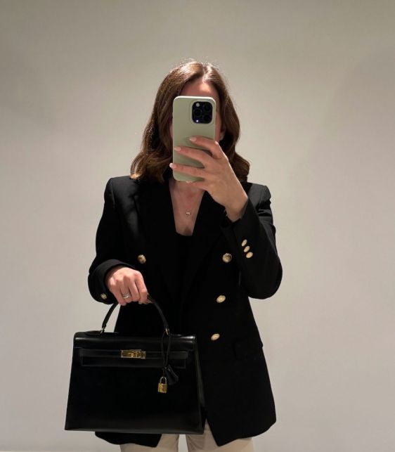 Black Box Calf Leather Vintage Kelly 32cm Sellier