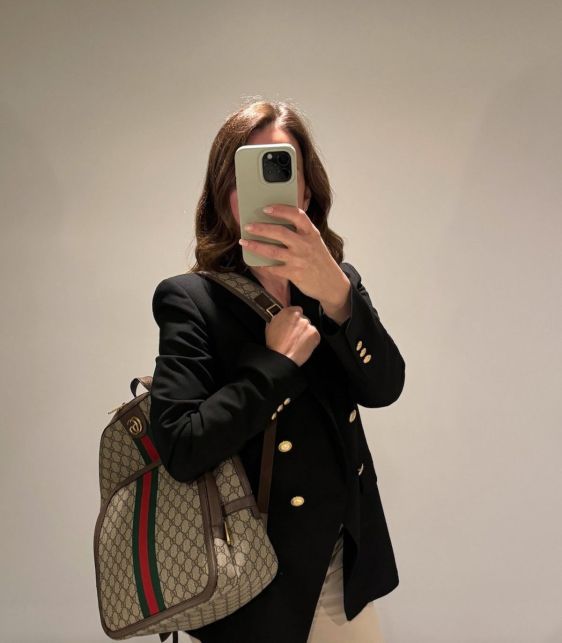 Beige GG Supreme Coated Canvas & Brown Pigskin Leather Web Ophidia Backpack