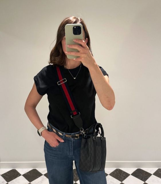 Black GG Supreme Coated Canvas & Calfskin Leather Mini Tote