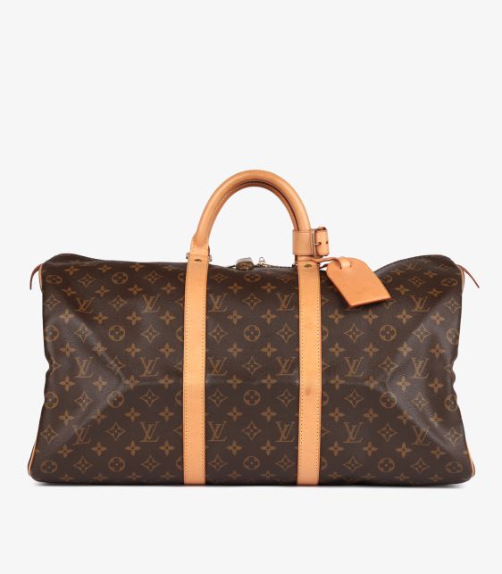 Brown Monogram Coated Canvas & Vachetta Leather Vintage Keepall 50