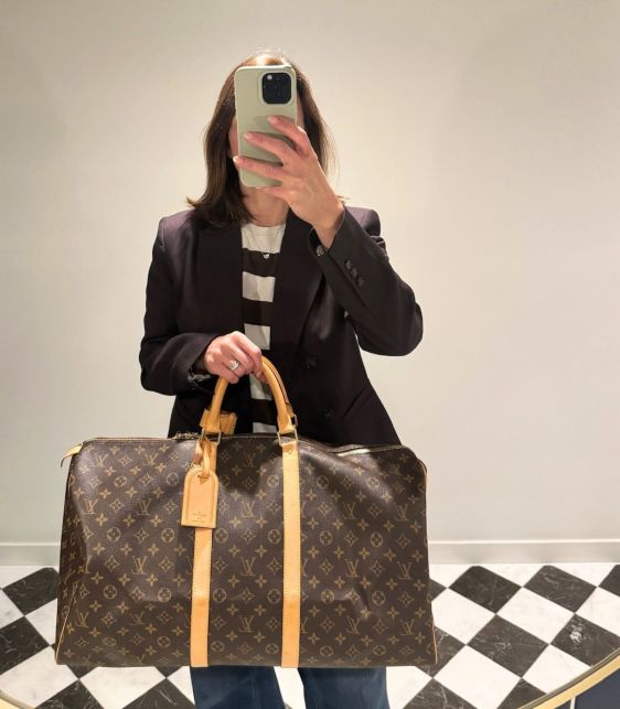 Brown Monogram Coated Canvas & Vachetta Leather Vintage Keepall 55