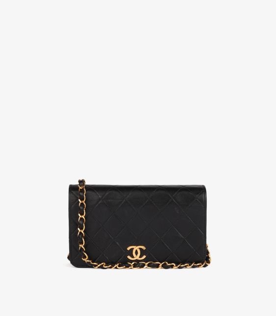Black Quilted Lambskin Vintage Mini Rectangular Full Flap Bag