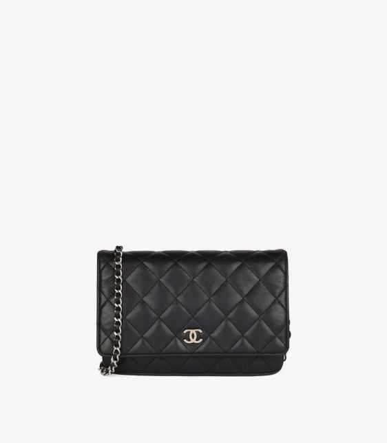 Black Quilted Lambskin Leather Wallet-on-Chain WOC