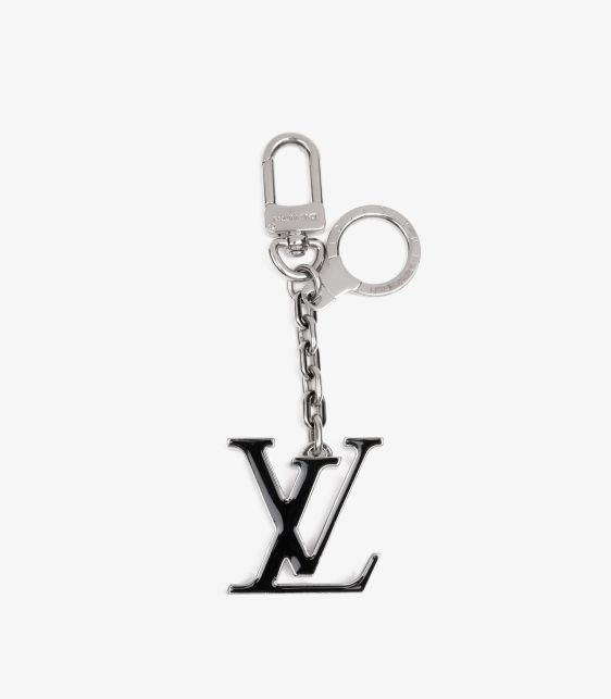 Black Resin & Silver Tone LV Initiales Bag Charm Key Holder
