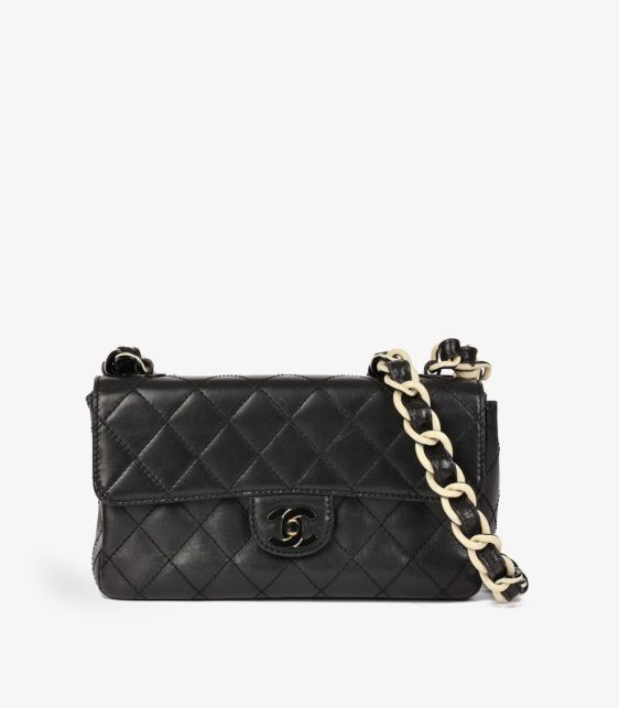 Black Quilted Lambskin Vintage Mini Classic Single Flap Bag