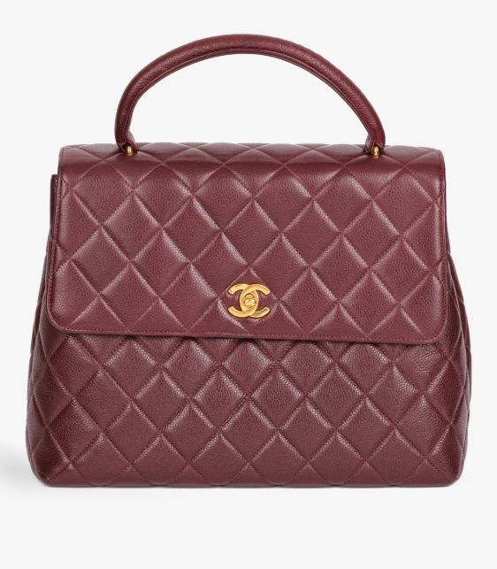 A Pre-Loved Chanel Bordeaux Quilted Caviar Leather Vintage Classic Kelly from Xupes