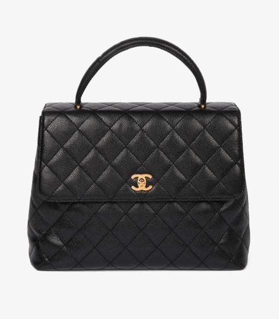 A Pre-Loved Chanel Black Quilted Caviar Leather Vintage Classic Kelly from Xupes