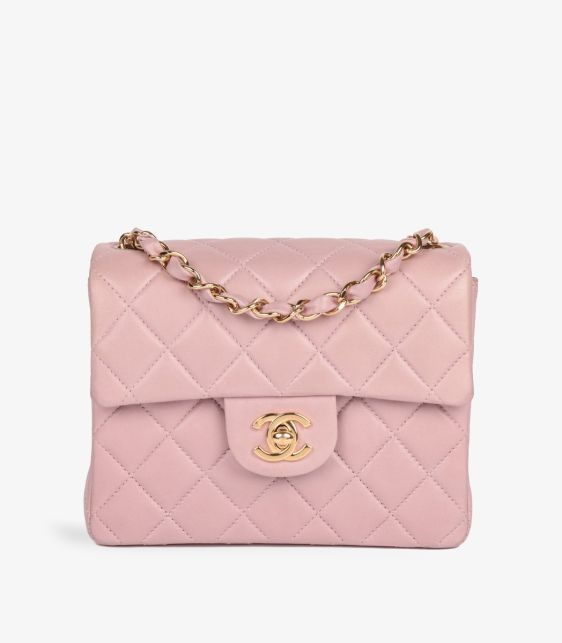 Pink Quilted Lambskin Vintage Square Mini Flap Bag