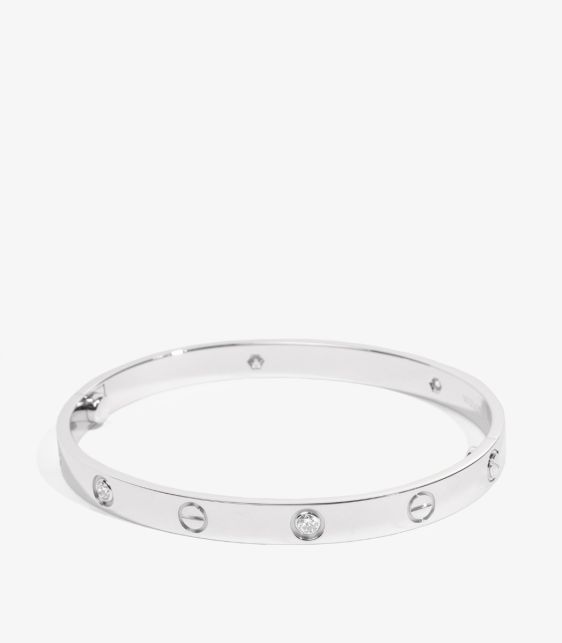 A Pre-Loved Cartier 4 Diamond 18ct White Gold Love Bangle from Xupes