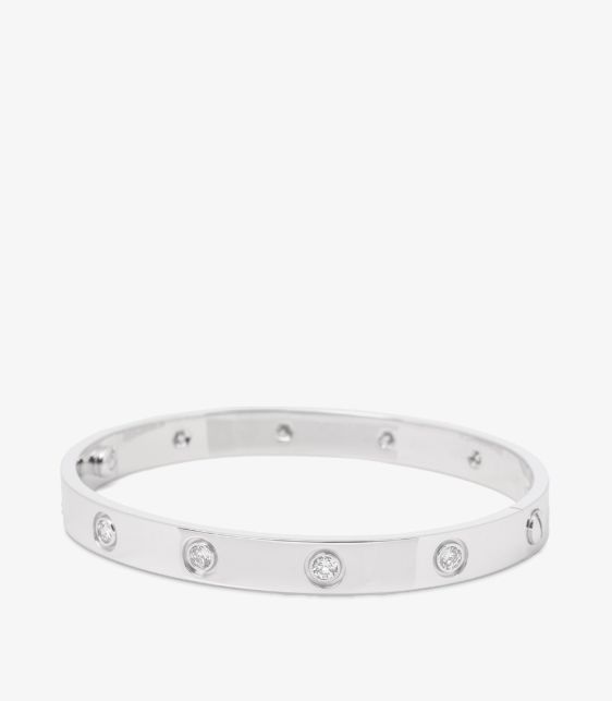 A Pre-Loved Cartier 10 Diamond 18ct White Gold Love Bangle from Xupes