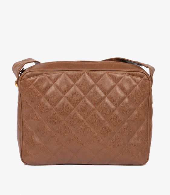 Brown Quilted Caviar Leather Vintage Timeless Camera Bag
