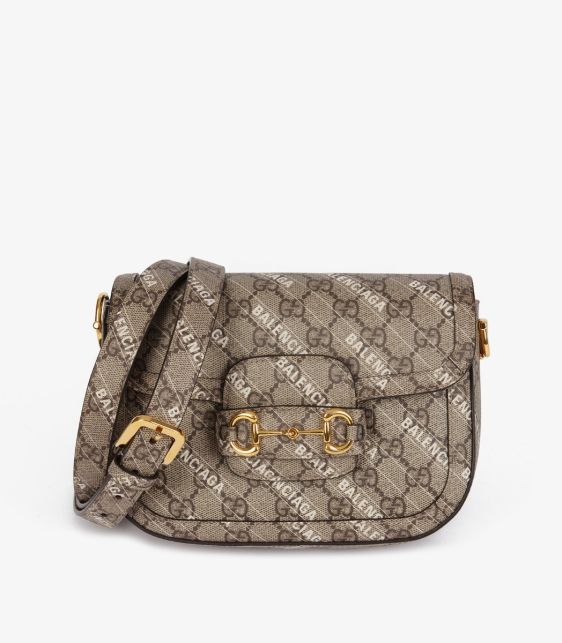 x Balenciaga Beige GG Supreme Canvas The Hacker Project Web Mini Horsebit 1955