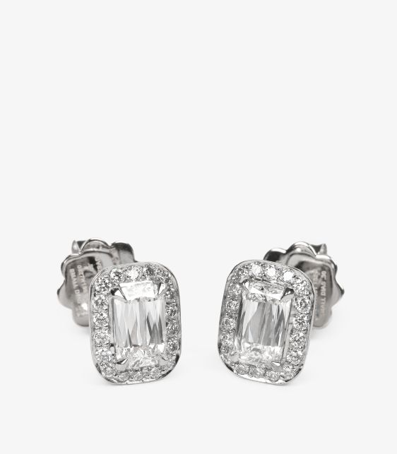 Boodles 1ct Ashoka Cut Diamond Halo Platinum Stud Earrings