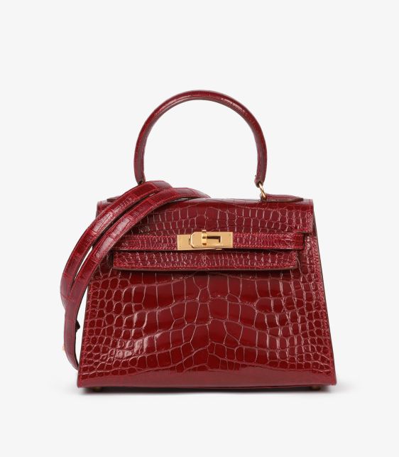 Rouge H Shiny Alligator Leather Vintage Kelly 20cm