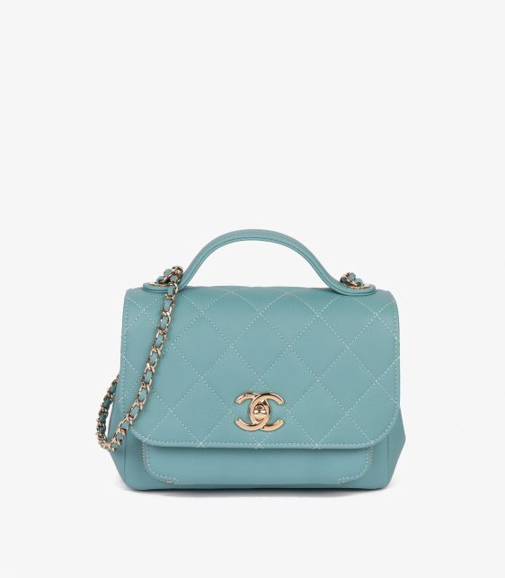 A pre-loved Chanel Teal Quilted Caviar Leather Mini Business Affinity Flap Bag