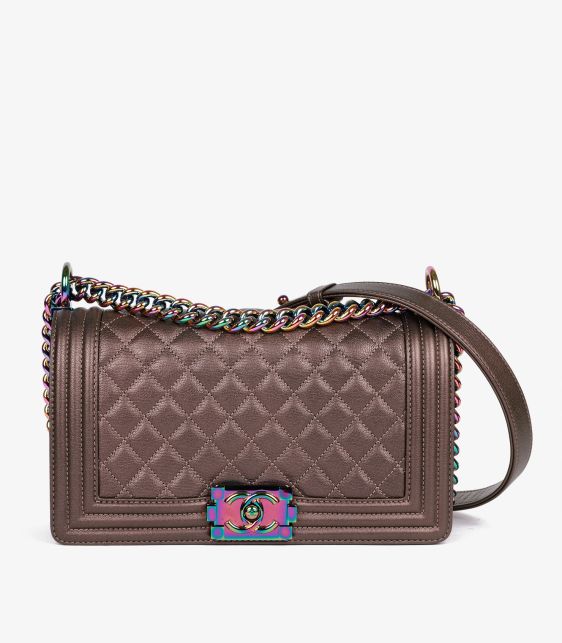 Iridescent Quilted Calfskin Leather Medium Le Boy Bag