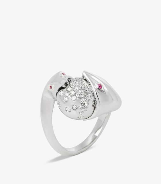 Boucheron Diamond Set 18ct White Gold Serpent Design Ring at Xupes