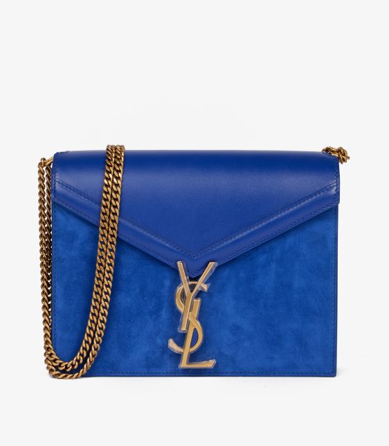 Blue Calfskin Leather & Suede Medium Cassandra