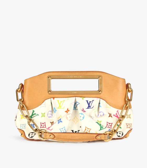 x Takashi Murakami White Multicolore Monogram Coated Canvas & Vachetta Leather Judy PM