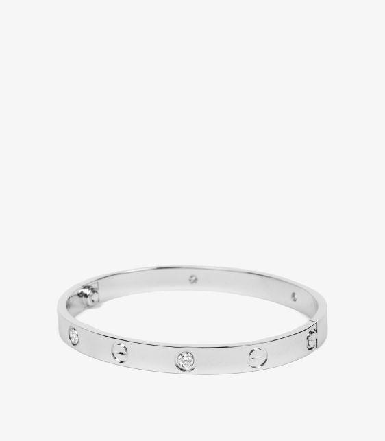 4 Diamond 18ct White Gold Love Bangle
