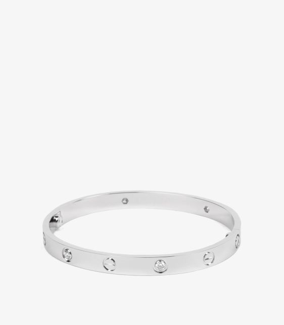 4 Diamond 18ct White Gold Love Bangle