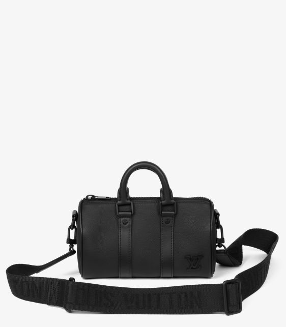 Black Aerogram Calfskin Leather Keepall XS 20 Bandoulière