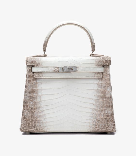 Hermès Blanc Himalaya Matte Niloticus Crocodile Leather Special Order Diamond Kelly 25cm Retourne
