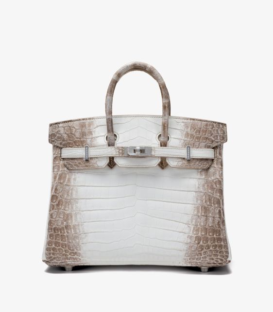 Hermès Blanc Himalaya Matte Niloticus Crocodile Leather Diamond Birkin 25cm Retourne