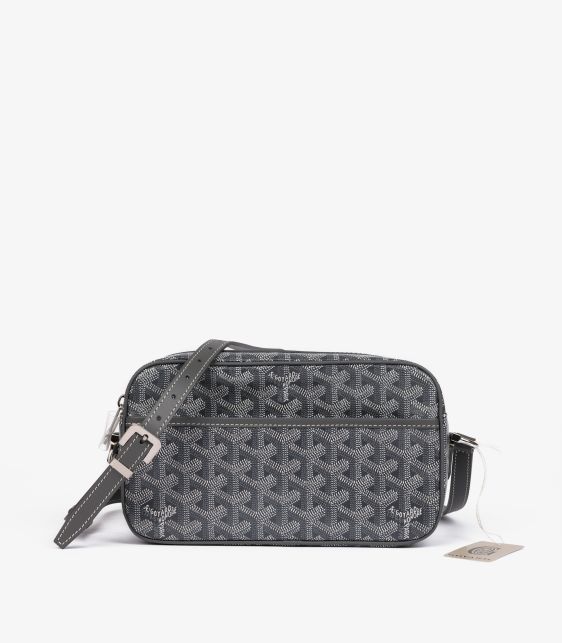Goyard Grey Chevron Coated Canvas & Calfskin Leather Cap-Vert PM