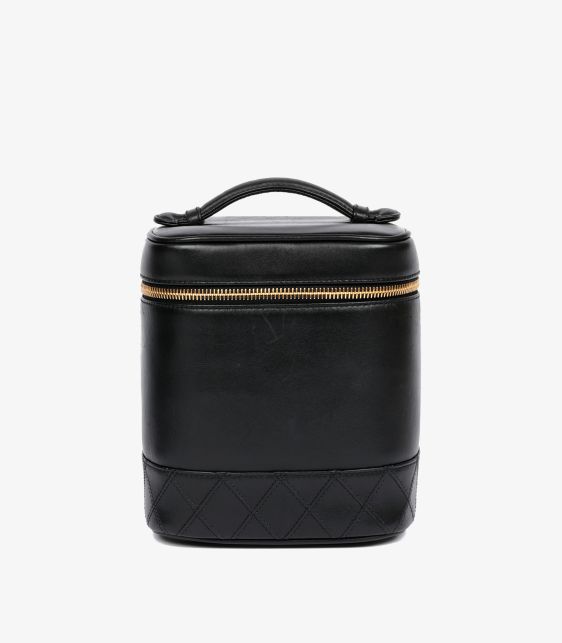 Black Lambskin Leather Vintage Vanity Case