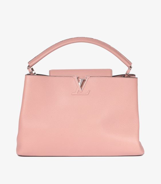 Pink Grained Calfskin Leather Capucines MM