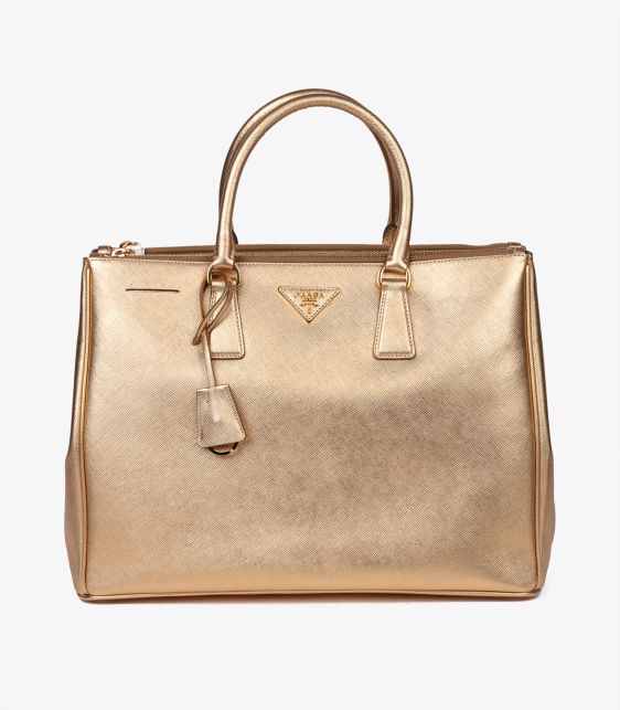 Platino Metallic Gold Saffiano Lux Leather Special Order Large Galleria Tote