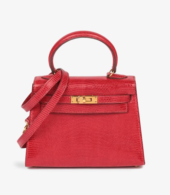 Rouge Vif Lizard Leather Vintage Kelly 20cm